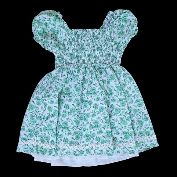 Joie girls smocked floral print dress green cotton lined cottage - Picture 3 of 16
